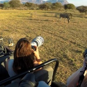 Shooting photography from the safari truck in South Africa